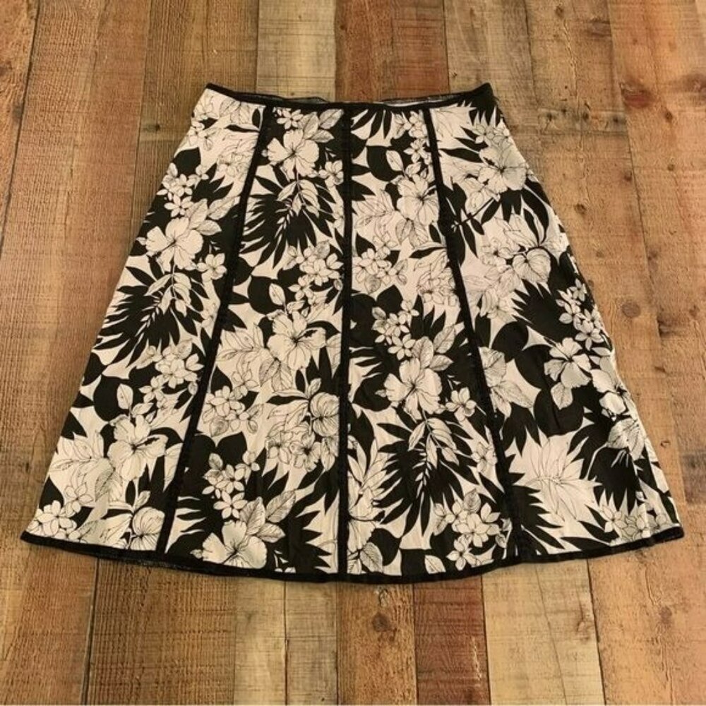 Jody California womens sz XL vintage womens black and white Hawaiian print skirt